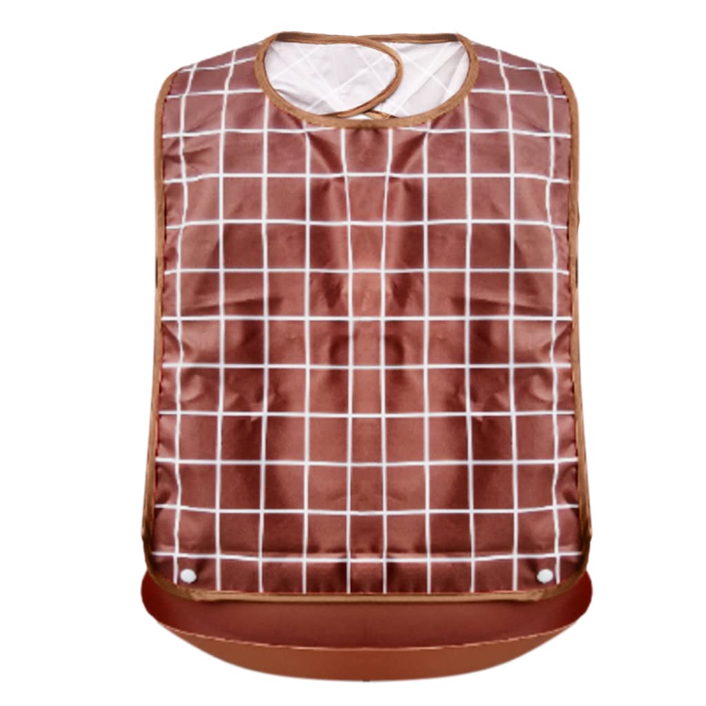 HANNEA Adult Bibs, Waterproof Adjustable, Long Style with Leakproof Pocket Adult The Eldly Bib Adult Washable Dining Bibs for Men, Women Eating Cloth for Elderly Seniors and Disabled (Brown) HANNEA Adult Bibs, Waterproof Adjustable, Long Style with Leakproof Pocket Adult The Eldly Bib Adult Washable Dining Bibs for Men, Women Eating Cloth for Elderly Seniors and Disabled (Brown)